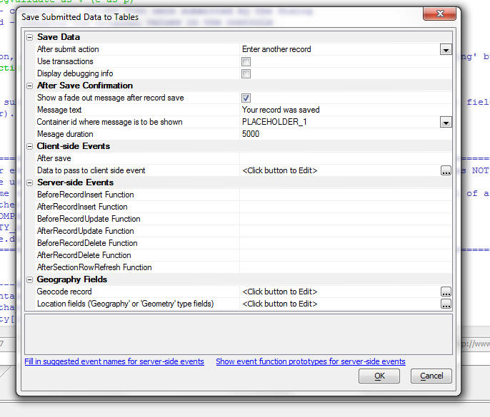 Save Record Dialog Geographyfields
